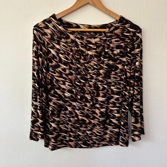 Chico's Tops - Chicos‎ Travelers Top Womens Small Animal Print Slinky Knit Chicos 1 Made in USA